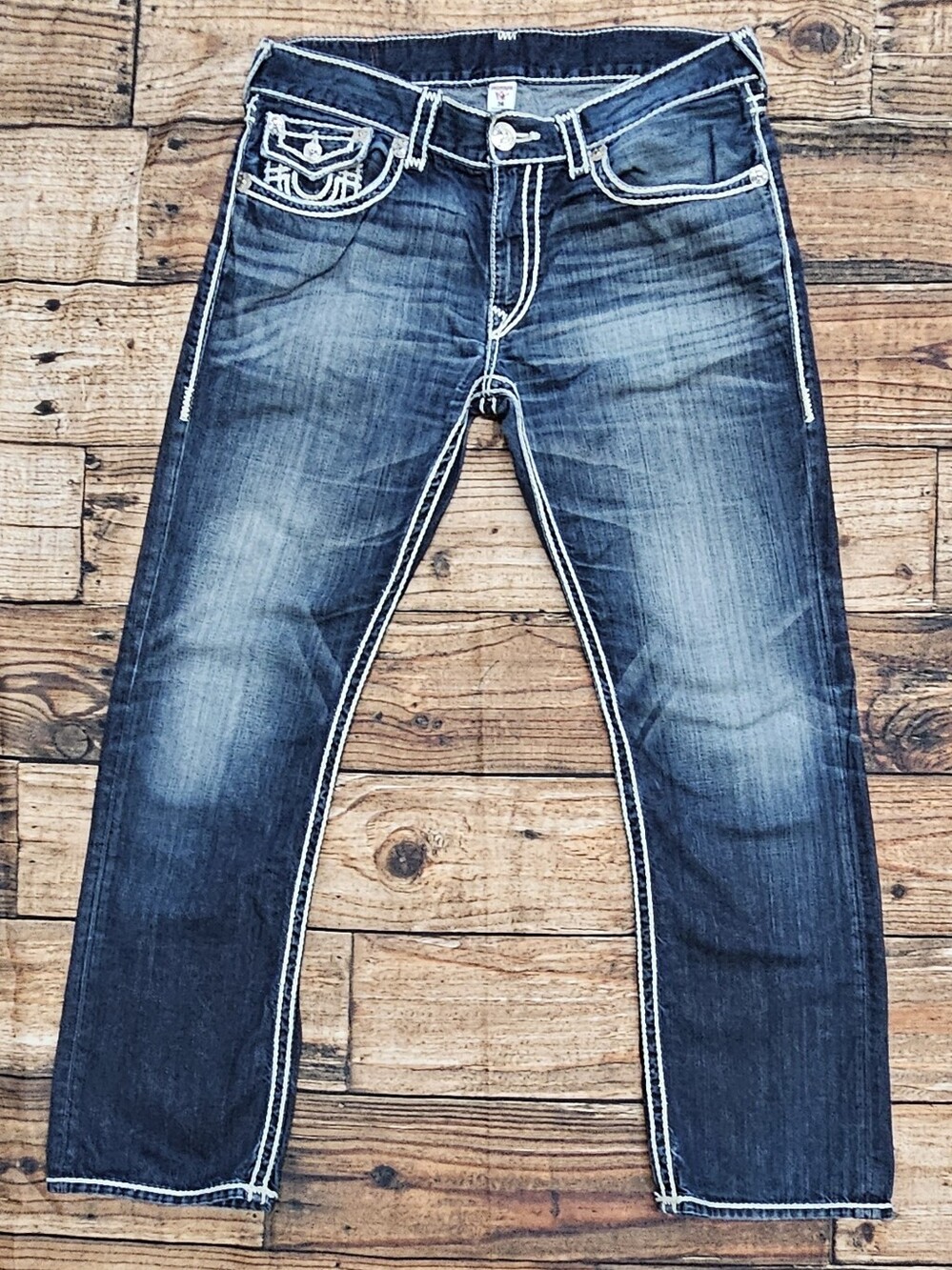 True Religion Straight Flap Natural Ropestitch Dragons Lair Y2K Men’s  Size 36
